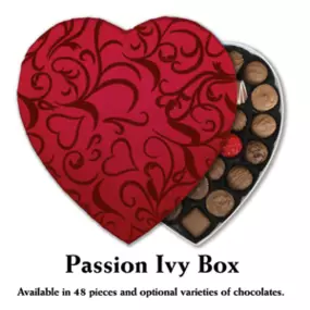 A luxurious Valentine's Day heart-shaped chocolate box from Florence's Exquisite Chocolates in Rexburg, ID. The 