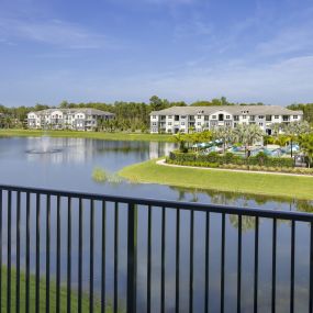 Balcony with Lake View at Everly Luxury Apartments in Naples FL