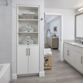 Elegant Bathrooms with Extra Storage at Everly Luxury Apartments in Naples FL