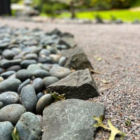different sized rocks create lots of texture in this zen garden