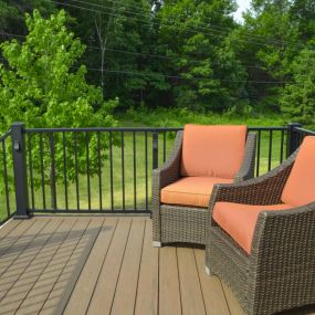 cozy deck seating on top this newly built composite deck