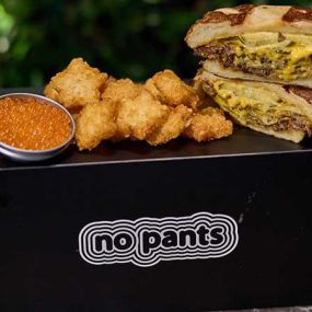 No Pants Burger and Tots in the premium box.