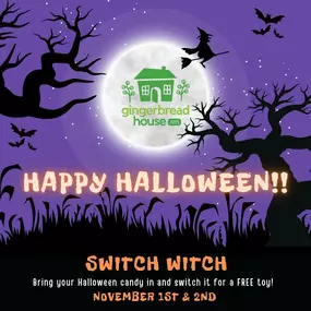 ???? Switch Witch Candy Swap at Gingerbread House Toys! ????

Halloween fun doesn’t stop on October 31st! Bring your leftover candy to Gingerbread House Toys on November 1st and 2nd and trade it for a toy at our Switch Witch Candy Swap event! ????????