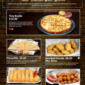 January 2025 Appetizer Menu for Flingers Pizza Pub in Bloomington, IL