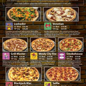 January 2025 Craft Pizza Menu (page 2) for Flingers Pizza Pub in Bloomington, IL