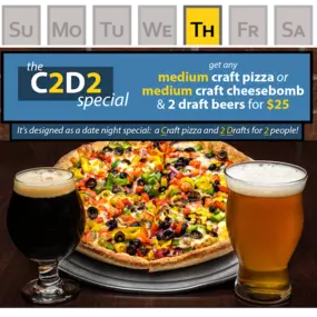 Thursday Combo Deal of Pizza and Draft Beer