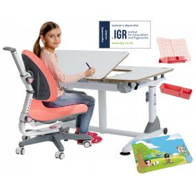 Rostoucí dětská židle Klára II + Rostoucí psací stůl Junior IV bílý