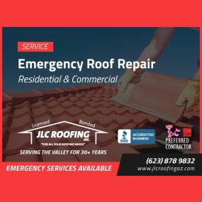 Residential Emergency Roof Repair Services in Phoenix, Peoria, Glendale, Surprise, Sun City and Scottsdale, Arizona