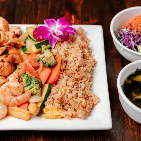 Hibachi Combo Chicken Shrimp With Fried Rice at Wakatobi Japanese Grill Hibachi and Sushi