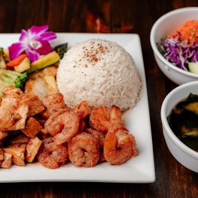 Hibachi Combo Chicken Shrimp With Steamed Rice at Wakatobi Japanese Grill Hibachi and Sushi