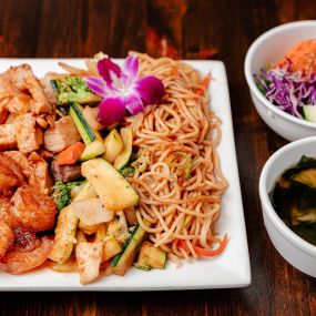 Hibachi Combo Chicken Shrimp With Noodle at Wakatobi Japanese Grill Hibachi and Sushi