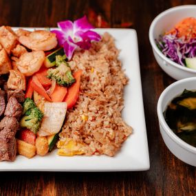 Hibachi Combo Steak Chicken With Fried Rice at Wakatobi Japanese Grill Hibachi and Sushi