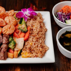 Hibachi Combo Steak Scallop With Fried Rice at Wakatobi Japanese Grill Hibachi and Sushi