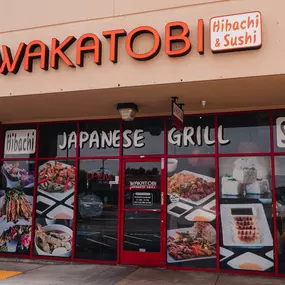 Signage for Wakatobi Japanese Grill Hibachi and Sushi's Seaside location