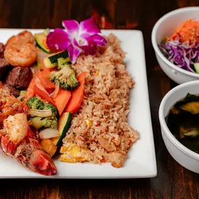 Hibachi Combo Fillet Mignon Lobster With Fried Rice at Wakatobi Japanese Grill Hibachi and Sushi