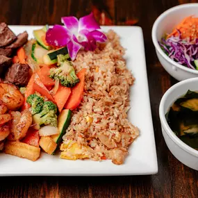 Hibachi Combo Fillet Mignon Shrimp With Fried Rice at Wakatobi Japanese Grill Hibachi and Sushi