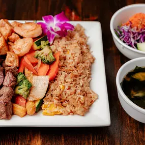 Hibachi Combo Steak Chicken With Fried Rice at Wakatobi Japanese Grill Hibachi and Sushi