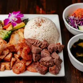 Hibachi Combo Steak Chicken With Steamed Rice at Wakatobi Japanese Grill Hibachi and Sushi