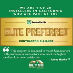 blyss construction is now james hardie elite preferred 1 of 20 companies