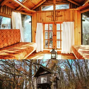 intérieur extérieur cabane de l'ecolodge le grand nichet