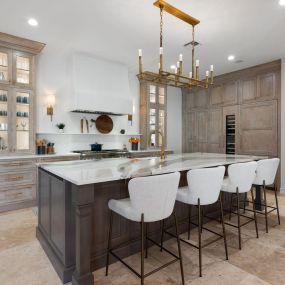 Kitchen upgrade featuring an island with stunning Cambria Skara Brae