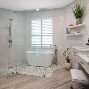 Gorgeous Bathroom update with frameless glass and barrier free shower.