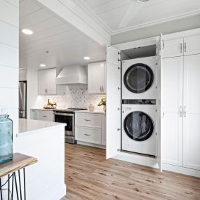 Laundry room update including shiplap walls and Showplace Cabinetry