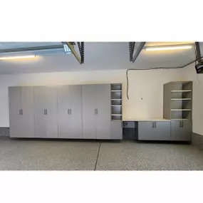 A great garage makeover!! From custom cabinets to durable commercial grade epoxy floors.