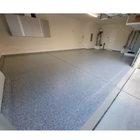 Durable epoxy floor in this garage. It looks fabulous!