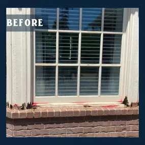 Before example of wood rot on window frame