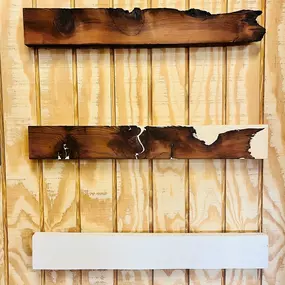 Example of clay epoxy used for wood rot repair