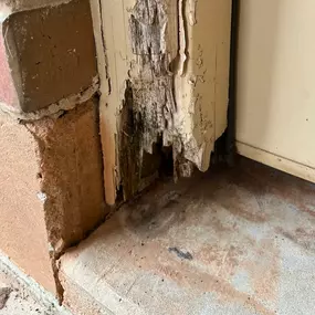 Example of wood rot repair on door frame