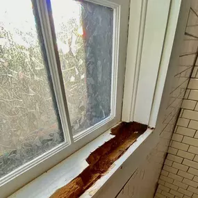 Example of wood rot on window frame