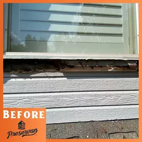 Example of wood rot on window frame