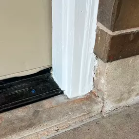 Example of wood rot repair on door frame