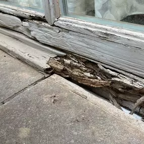 Example of wood rot on window frame