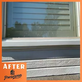 After photo of wood rot repair on window with Preservan