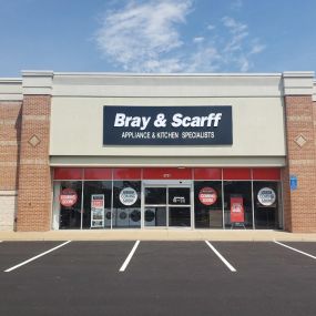Outside view of the Bray & Scarff appliance store brick building in Springfield, VA