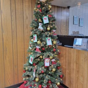 Giving tree in office to collect donations