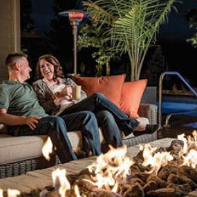 Outdoor living with propane gas firepit