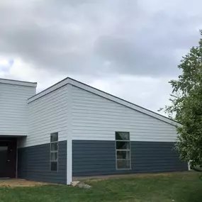 James Hardie Arctic White and Evening Blue siding