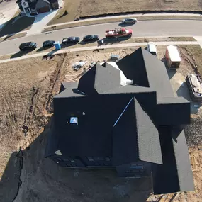 New Construction roof in GAF Timberline HDZ Charcoal Shingles