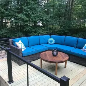 Beautiful custom deck with railings built by Hen-House Decks, the Award-Winning Deck Builders in Ohio