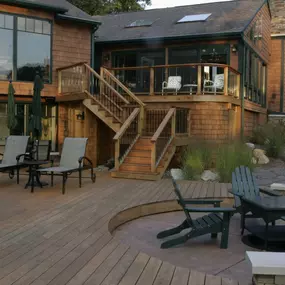 Custom patio and deck built by Precision Decks & Patios in the Greater Grand Rapids Area