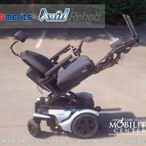 Avid Rehab – keep moving. Made by Merits with attitude and spirit for those who refuse to give up simply because of unique physical conditions. 
Featured here is Axcel Frequency, which offers a brilliant example of how an FWD power wheelchair should be designed with high-performance and independent hydraulic suspension. Large 9” rear casters to navigate, bright LED headlights, and taillights. A tool-free rear battery access helps to keep the battery in check and charged. The power reclines adjus