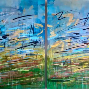 Romildo Marranci Contemporary Abstract Artist
Green Blue Landscape 2020

Size: 2 / 60 x 48 x 1.5
Subject: Landscape & scenery
Material: Acrylic, Mixed Media On Canvas.
Colors: Green, Red, blue, gray, orange
Style: Abstract, Contemporary
Signed: Yes, signed by me on the front corner of the painting and back with date.
Quality: The painting will be original, authentic, and personally signed by me. A clear, gloss coating has been applied to the surface to protect the painting from UV light, moistur