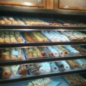 A great tasting selection of “over –sized” hand cut donuts and a variety of homemade muffins .