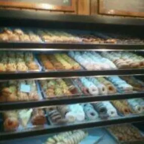 A great tasting selection of “over –sized” hand cut donuts and a variety of homemade muffins .