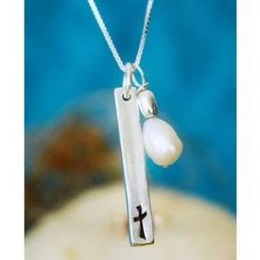 Grace Cross With Pearl Sterling Silver 18