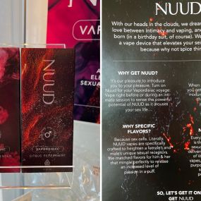 We have added the brand-new Nuud Vapordisiacs to our lineup. These quality disposables come in 2 versions. Both are made with a HHC base. 
Flavor notes are Vanilla Lavender for her and Citrus Peppermint for him.